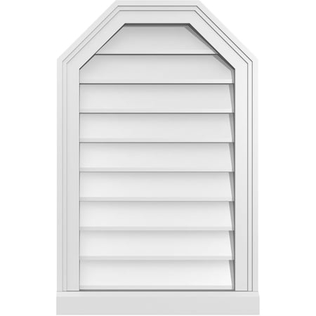 Ekena Millwork Octagonal Top Surface Mount PVC Gable Vent w/ 2"W x 2"P Brickmould Sill Frame, 18"W x 28"H GVPOT18X2803SN
